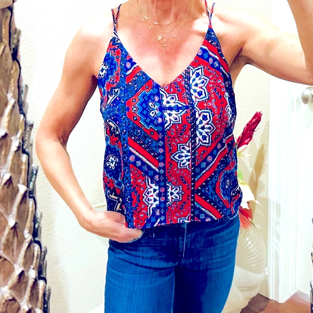 Eight Sixty Red White and Blue Cami Blouse
